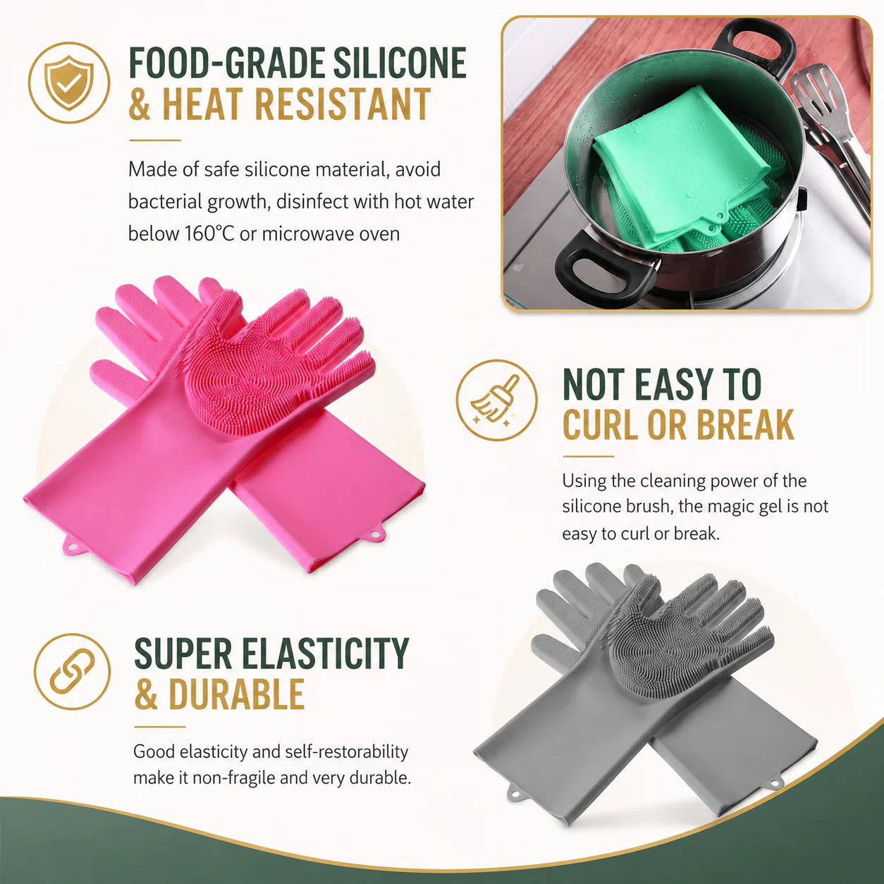 Magic Silicone Scrubber Gloves Gift for Dishes and Home Cleaning