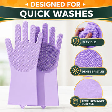 Magic Silicone Scrubber Gloves Gift for Dishes and Home Cleaning