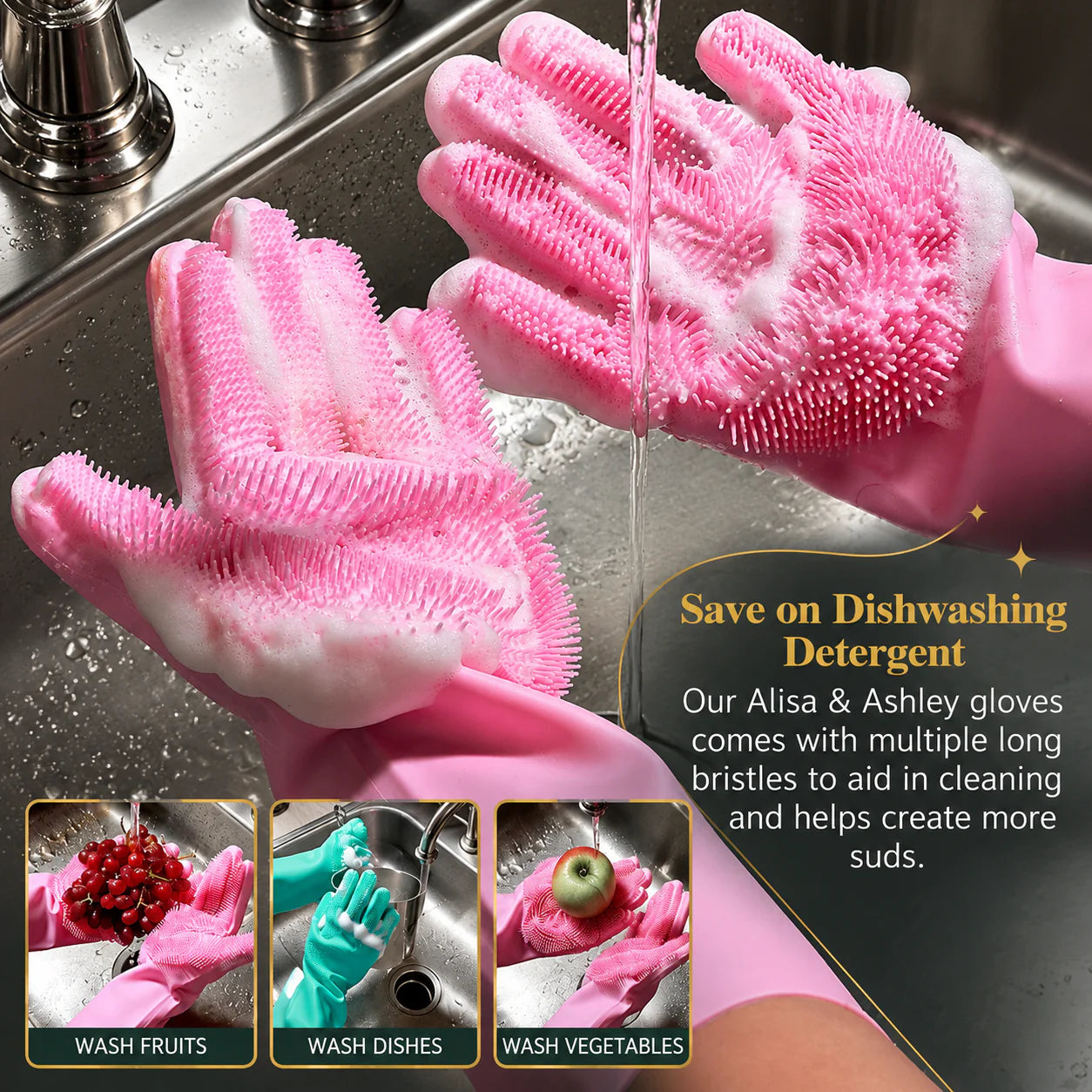 Magic Silicone Scrubber Gloves Gift for Dishes and Home Cleaning