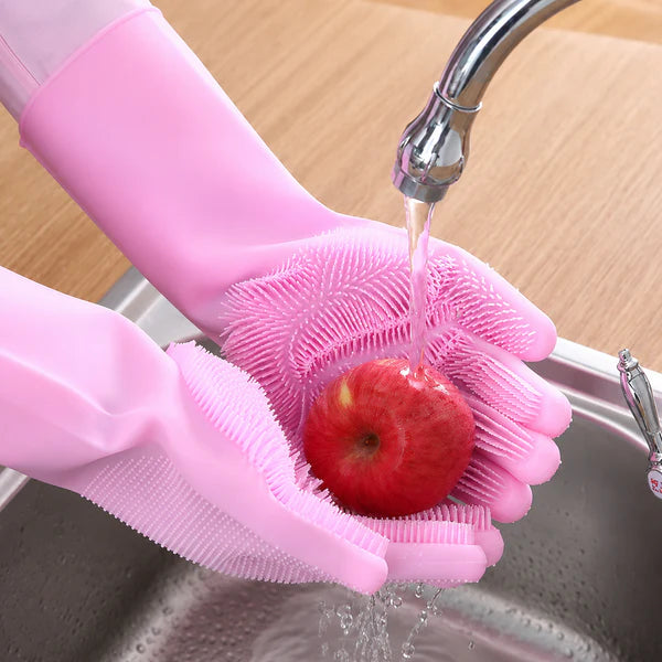 Magic Silicone Scrubber Gloves Gift for Dishes and Home Cleaning